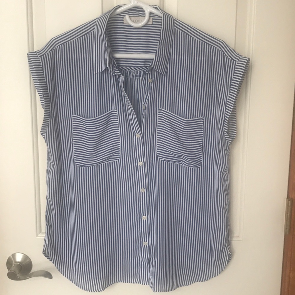 LOFT blue/white striped blouse. LP